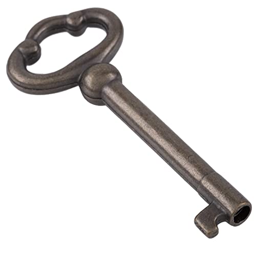 UNIQANTIQ HARDWARE SUPPLY Antique Brass Plated Hollow Barrel Skeleton Key for Antique Cabinet Doors, Grandfather Clocks, Dresser Drawer - Vintage, Old Furniture | SK3-DAB (1)