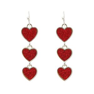 multi new red interlocking heart dangle earrings for women alloy silver