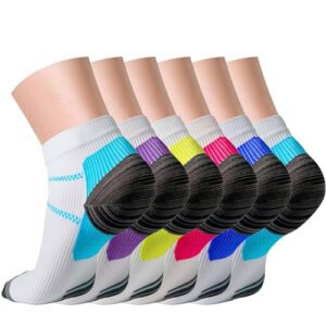 QUXIANG Compression Socks for Women & Men Circulation 3/6/7 Pairs Arch Ankle Support 15-20 mmHg Best for Running Cycling (Multi 01, S/M)