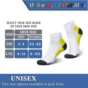 QUXIANG Compression Socks for Women & Men Circulation 3/6/7 Pairs Arch Ankle Support 15-20 mmHg Best for Running Cycling (Multi 01, S/M)