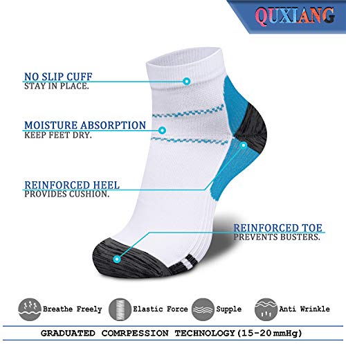 QUXIANG Compression Socks for Women & Men Circulation 3/6/7 Pairs Arch Ankle Support 15-20 mmHg Best for Running Cycling (Multi 01, S/M)