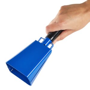 2 Pack 9-inch Cowbells for Sporting Events, Percussion Noise Makers with Handle for Football Games, Stadiums (Blue)