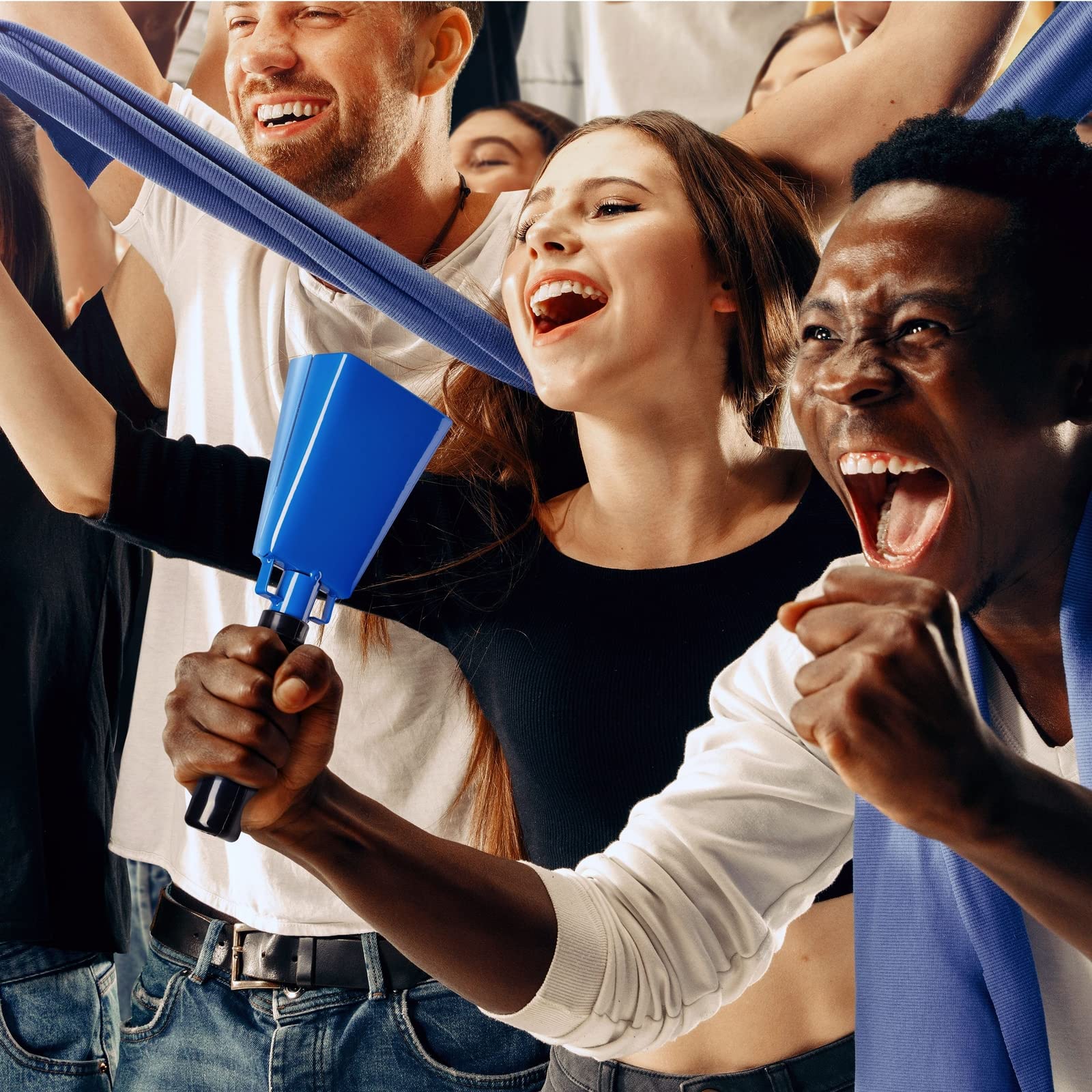 2 Pack 9-inch Cowbells for Sporting Events, Percussion Noise Makers with Handle for Football Games, Stadiums (Blue)