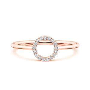 Pure Ignis Lab Created Open Circle Diamond Ring in 14k Rose Gold (0.09 ctw, H Color, SI2 Clarity, Ring Size 7) - April Birthstone