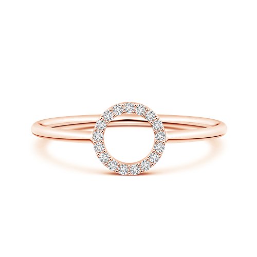 Pure Ignis Lab Created Open Circle Diamond Ring in 14k Rose Gold (0.09 ctw, H Color, SI2 Clarity, Ring Size 7) - April Birthstone