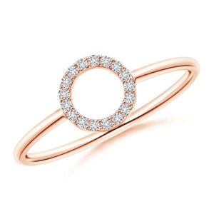 Pure Ignis Lab Created Open Circle Diamond Ring in 14k Rose Gold (0.09 ctw, H Color, SI2 Clarity, Ring Size 7) - April Birthstone