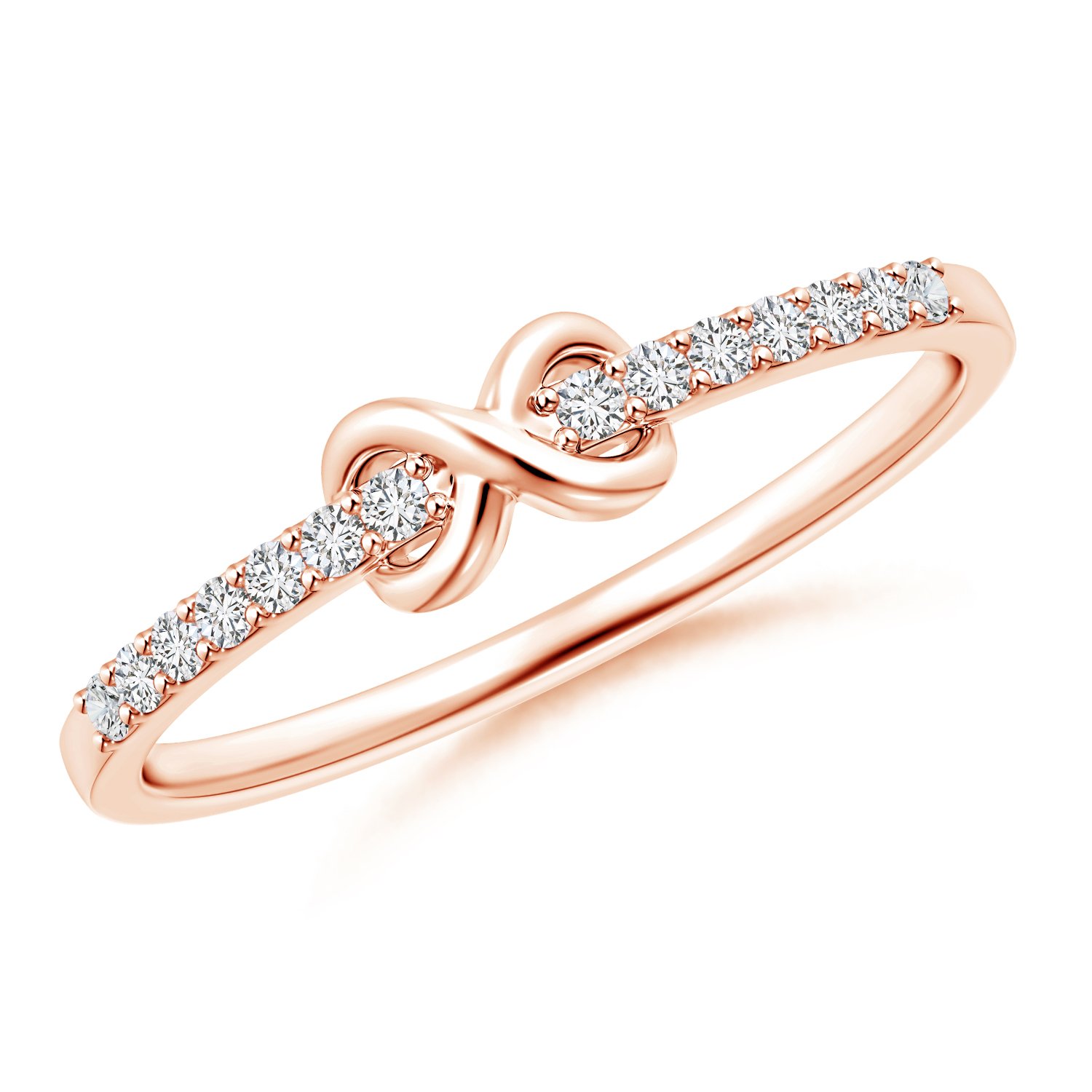 Pure Ignis Round H SI2 Lab Created Diamond Infinity Promise Ring For Her in 14k Rose Gold (Ring For Her Size 6.5) - April Birthstone