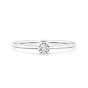 Pure Ignis April Birthstone- Solitaire H SI2 Lab Created Round Diamond Stackable Ring in 14k White Gold (Ring Size 6)