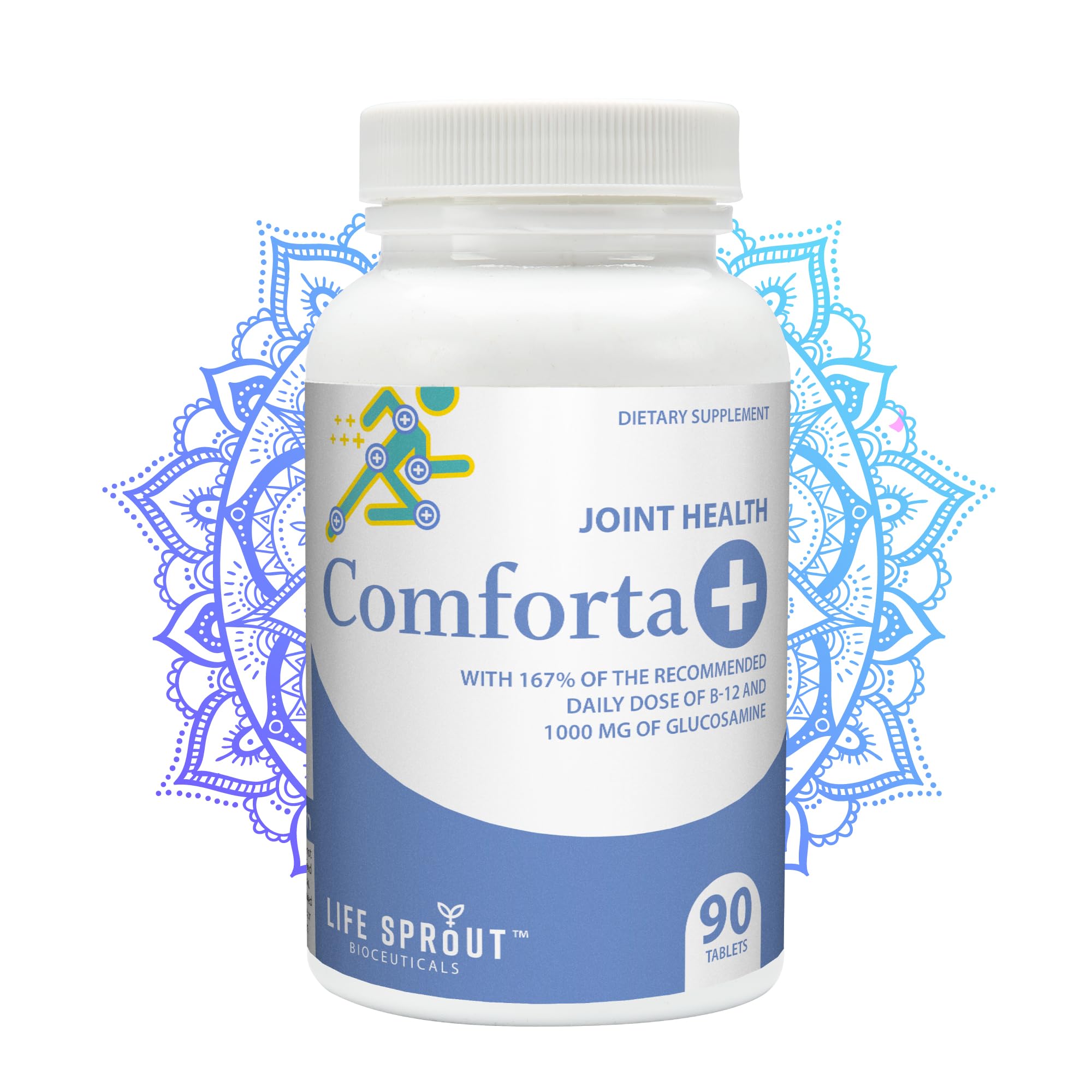 Comforta + with Glucosamine, Green Lipped Sea Mussel and B-12 for Improved Joint Health and Increased Mobility - 90 Softgel Capsules