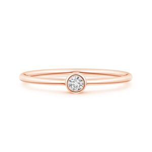 Pure Ignis April Birthstone- Solitaire H SI2 Lab Created Round Diamond Stackable Ring in 14k Rose Gold (Ring Size 7)