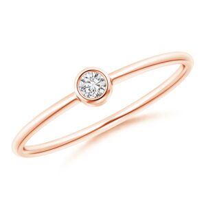 Pure Ignis April Birthstone- Solitaire H SI2 Lab Created Round Diamond Stackable Ring in 14k Rose Gold (Ring Size 7)