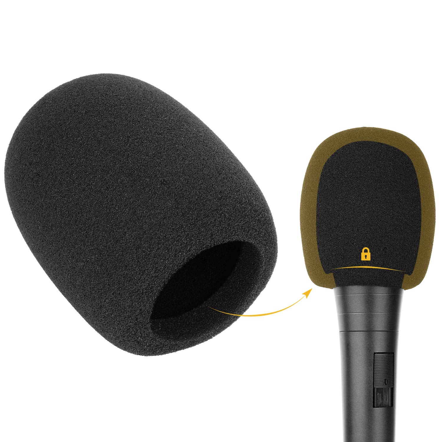 ChromLives Microphone Cover Microphone Windscreen Foam Cover Black Top Grade 6 Pack