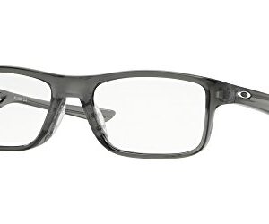 Oakley Men's Ox8081 Plank 2.0 Rectangular Prescription Eyeglass Frames, Polished Grey Smoke/Demo Lens, 53 mm