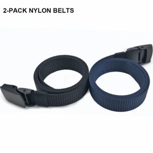 HOANAN 2 Pack 1.25" Wide Military Tactical Belt, No Metal Webbing Nylon Web Belt(black+navy)