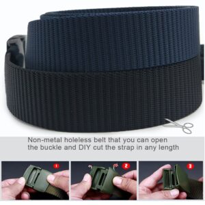 HOANAN 2 Pack 1.25" Wide Military Tactical Belt, No Metal Webbing Nylon Web Belt(black+navy)