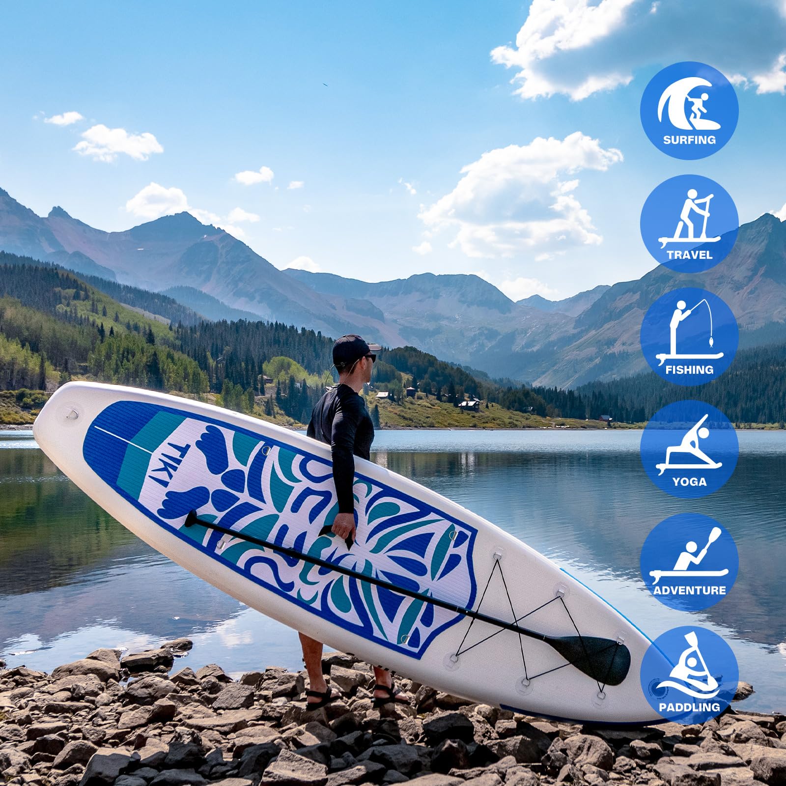 FunWater Inflatable 10'6×33"×6" Ultra-Light (17.6lbs) SUP for All Skill Levels Everything Included with Stand Up Paddle Board, Adj Floating Paddles, Pump, ISUP Travel Backpack, Leash,Waterproof Bag