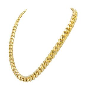 TUOKAY 18K Faux Gold Chain Necklace, 90s Punk Style Necklace Costume Jewelry, Hip Hop Turnover Chain Necklace, Stainless Steel (24 inches, 10mm)