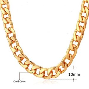 TUOKAY 18K Faux Gold Chain Necklace, 90s Punk Style Necklace Costume Jewelry, Hip Hop Turnover Chain Necklace, Stainless Steel (24 inches, 10mm)