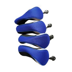 kepoda 4Pcs Golf Hybrid Club Head Cover UT Rescue Covers with Interchangeable Number Tags (Blue)