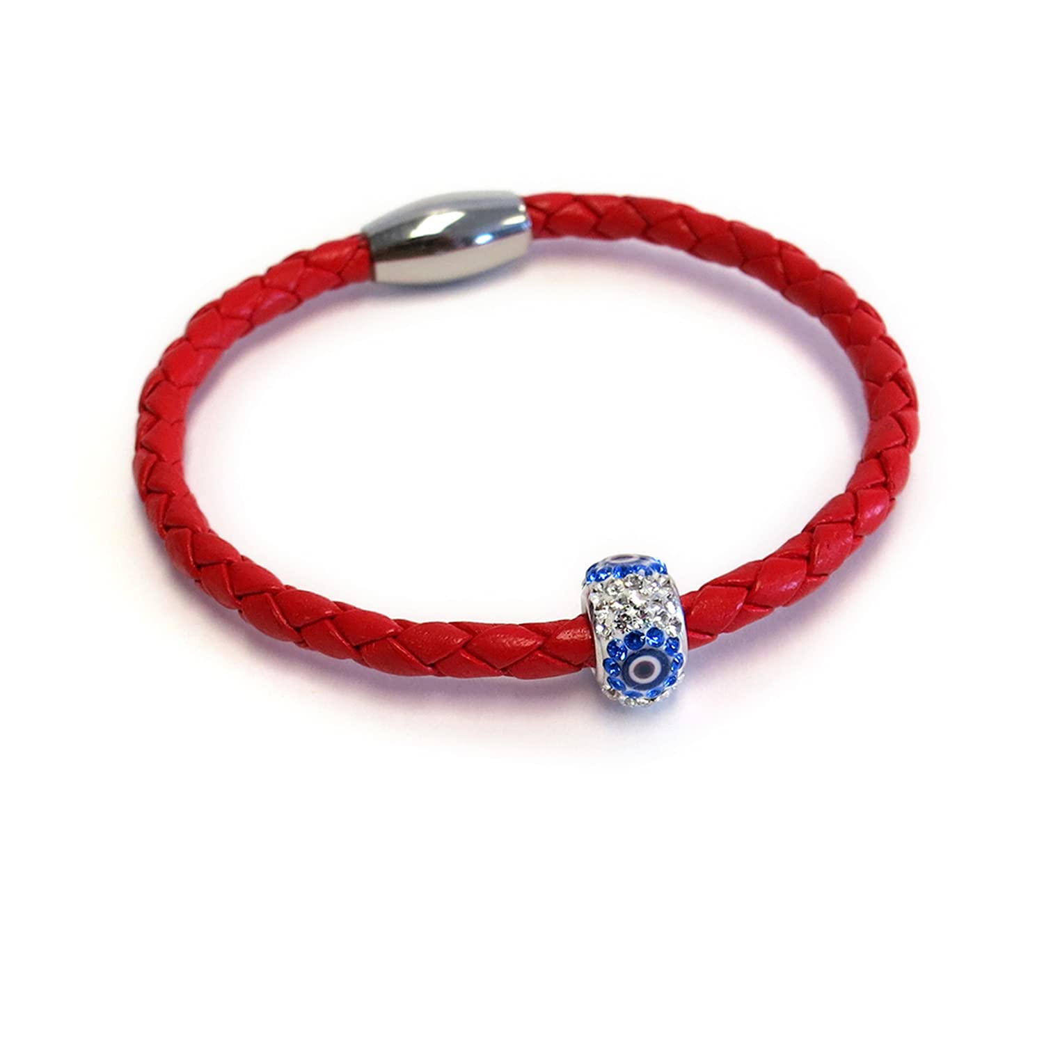 Evil Eye Leather Bracelet for Women-Stylish Protective Eye Bracelet Repels Negativity to Keep you Safe-Good Luck Protection-Made in USA our Beautiful Leather Evil Eye Jewelry Make Great Gifts - Red