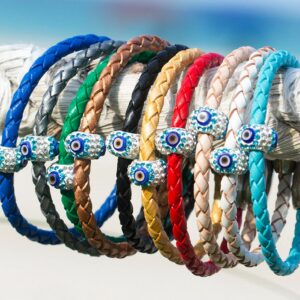 Evil Eye Leather Bracelet for Women-Stylish Protective Eye Bracelet Repels Negativity to Keep you Safe-Good Luck Protection-Made in USA our Beautiful Leather Evil Eye Jewelry Make Great Gifts - Red