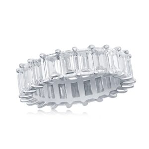 Sterling Silver Emerald Cut Eternity Band Cz Ring - Beautifully Crafted Eternity Ring with Emerald Cut Cz Stones (8)