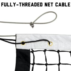 Standard Tennis Net with Winch Cable - 42" Plastic-Coated & Vinyl Netting - Full Size Replacement Sports Equipment for Indoor and Outdoor Tennis Courts - Carrying Bag Included