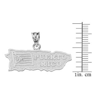 .925 Sterling Silver Puerto Rico US State Map Charm Pendant