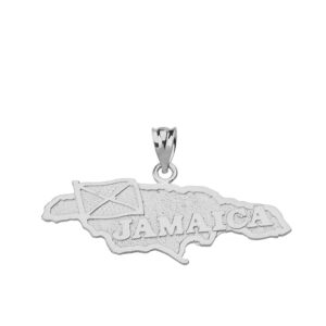 jamaica country map charm pendant in sterling silver