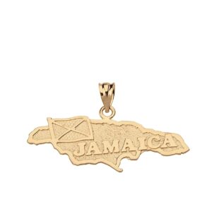 Certified 14K Yellow Gold Jamaica Country Map Charm Pendant