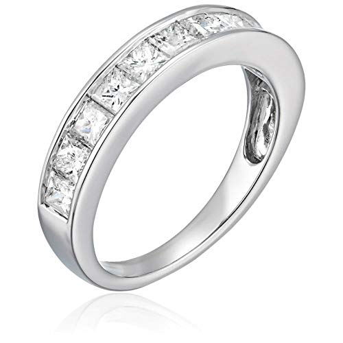 VIR JEWELS 2 cttw Diamond Wedding Band for Women, Princess Cut Diamond Wedding Band in 14K White Gold Channel Set, Size 7