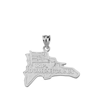 republica dominicana map charm pendant in sterling silver