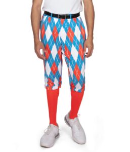 tipsy elves blue men's american flag argyle golf knickers w/red golf socks - usa golf pants size medium