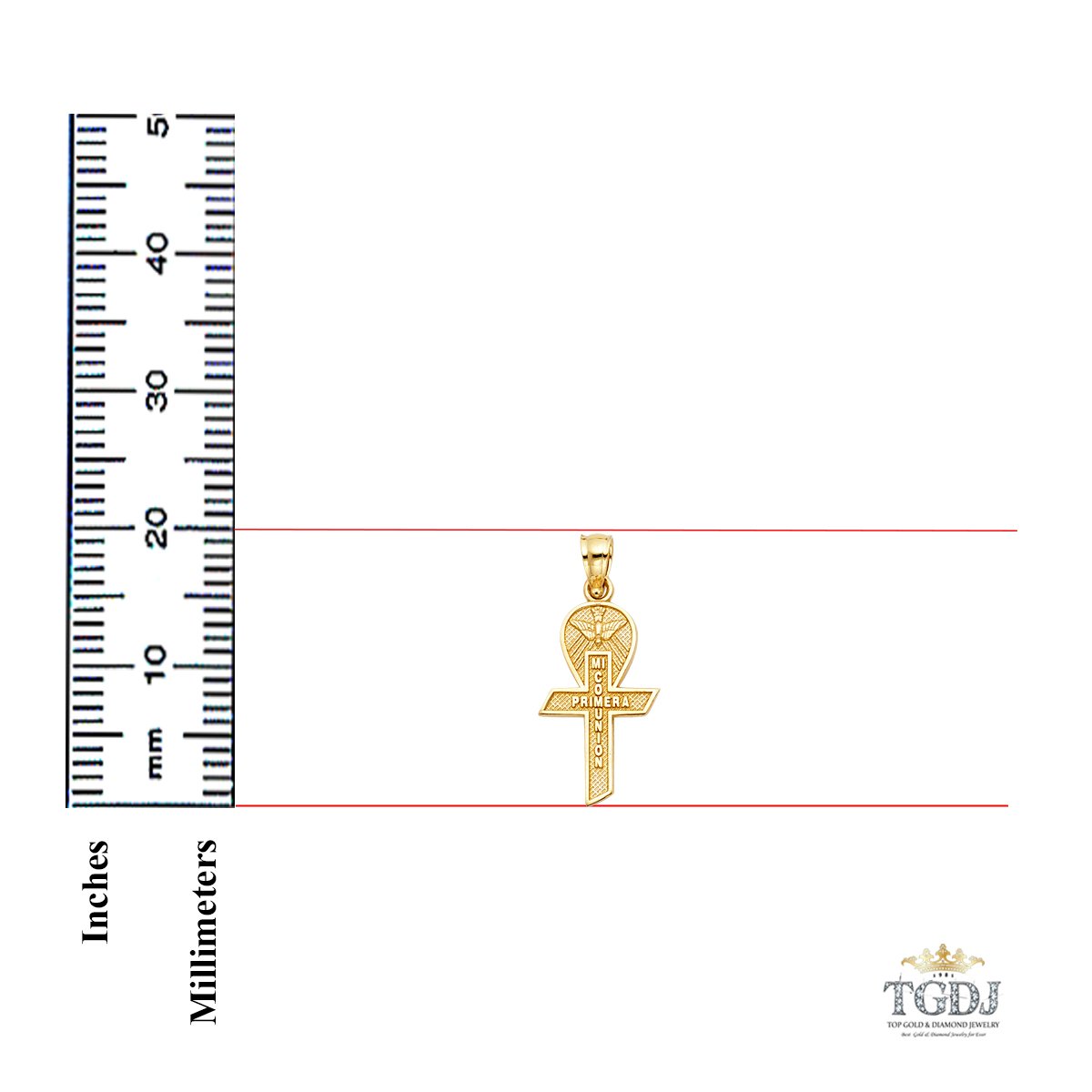 14k Yellow Gold Cross Religious Pendant - Height 20 MM Width 12 MM/Avg. Weight 0.9 Grams