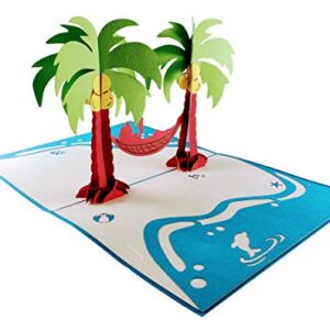 iGifts And Cards Funny Woman Relaxes on Beach 3D Pop Up Greeting Card – Happy Birthday Card For Her, Wife, Cute Tropical Sunshine Vacation, Congratulations On Your Retirement, 6" X 8"