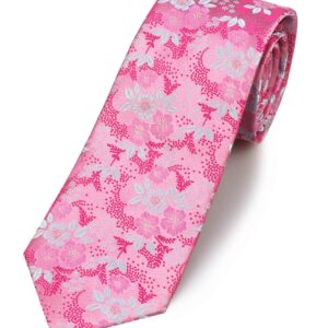 Elfeves Men's Women Boys Pink White Small Designer Jacquard Silk Tie Formal Self Necktie