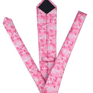 Elfeves Men's Women Boys Pink White Small Designer Jacquard Silk Tie Formal Self Necktie