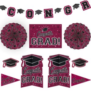 amscan grad room decorating kit, assorted sizes, maroon