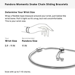 Pandora Jewelry Moments Slider Snake Chain Charm Cubic Zirconia Bracelet in Sterling Silver