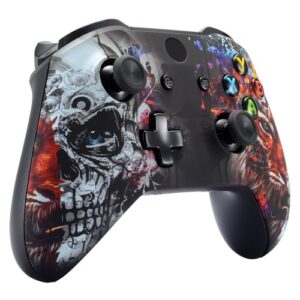 eXtremeRate Tiger Skull Faceplate Cover, Soft Touch Front Housing Shell Case, Comfortable Soft Grip Replacement Kit for Xbox One S & Xbox One X Controller - Controller NOT Included