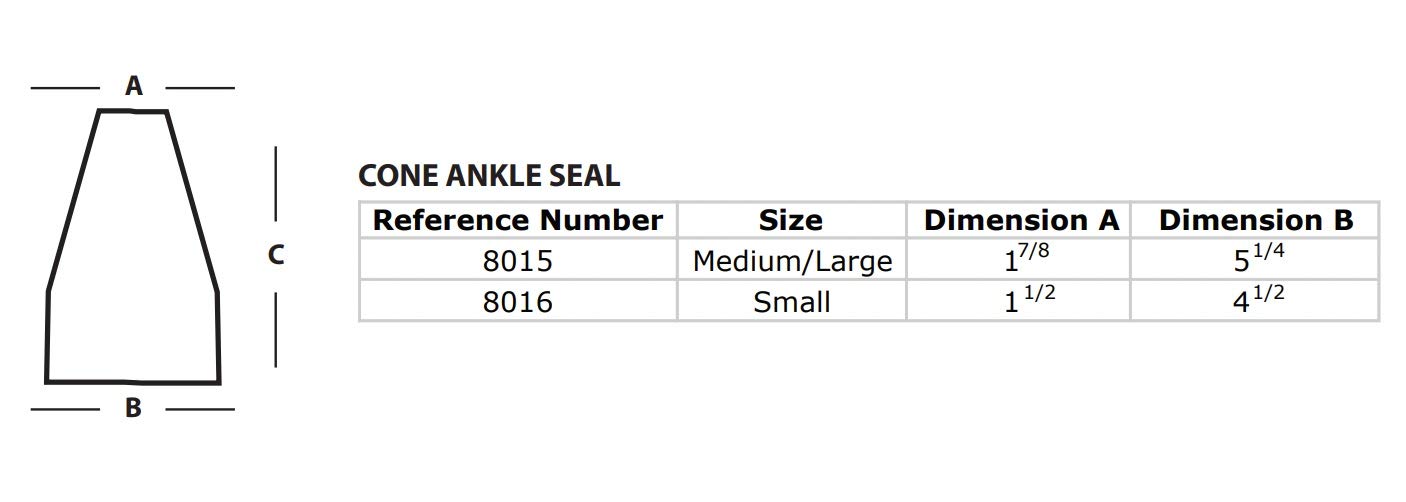 Gear Up Guide Cone/Conical Shape Latex Ankle Seal Trimmable, Small 4.5" - 7.25" Suit Dimension