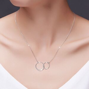 S925 Sterling Silver Two Interlocking Infinity Circles Pendant Necklace,Rolo Chain,18+2 inches