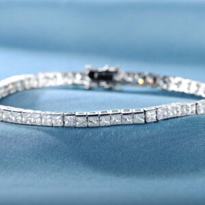 Gemsme 14K White Gold Plated 3.0mm Bracelet Classic Hypoallergenic Cubic Zirconia Tennis Bracelet for Women