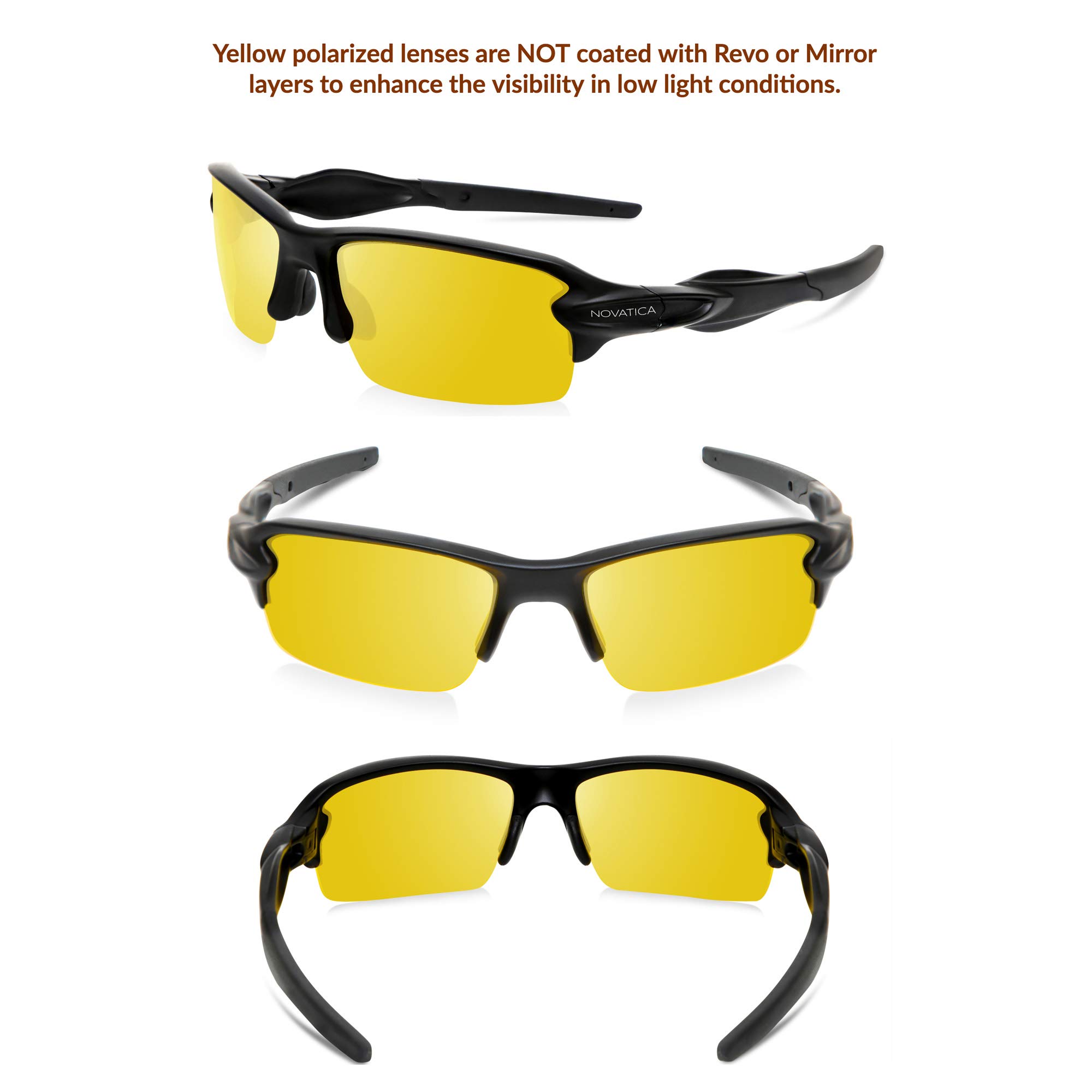 NOVATICA Night Driving Semi Polarized TAC Glasses – Yellow Clear Lens - UV Protection - Men & Women with Accessories