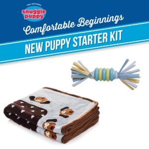 Original Snuggle Puppy Starter Kit with Snuggle Puppy Included. Starter Kit for Anxiety Relief and Calming Aid. Biscuit Coloured Puppy Included and Blue Toy.