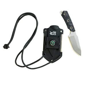 small fixed blade knife with sheath - full tang survival hunting knife with paracord lanyard, compass, fire starter, & knife sharpener for outdoor camping - quality tactical knife with sheath