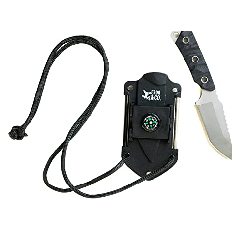 Small Fixed Blade Knife with Sheath - Full Tang Survival Hunting Knife with Paracord Lanyard, Compass, Fire Starter, & Knife Sharpener for Outdoor Camping - Quality Tactical Knife with Sheath