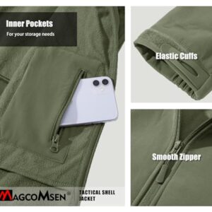 MAGCOMSEN Mens Waterproof Jacket Tactical Jacekt Military Jacket Rain Jacket Winter Jacket Mens Coat Winter Coats for Men Army Green