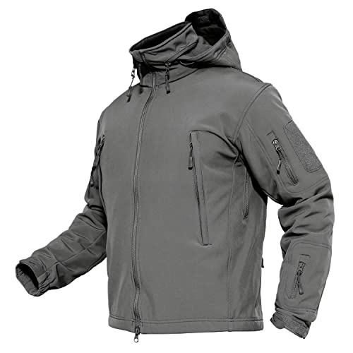 Mens Waterproof Jacket Mens Winter Coat Windproof Jacket Tactical Jackets Rain Jacket Winter Jacket Softshell Jacket for Men Grey XL