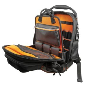 Klein Tools 55485 Tool Bag Backpack, Durable Electrician Backpack with 48 Pockets for Hand Tools, Waterproof Bottom, Removable Tool Carrier